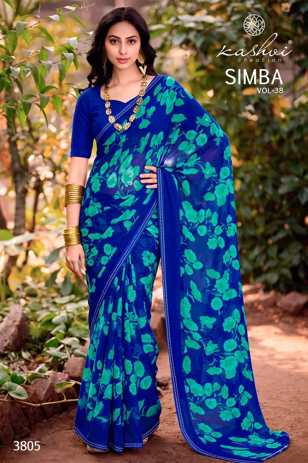 SIMBA VOL 38 By KASHVI CREATION 3801 To 3808 Series Indian Traditional Wear Georgette sarees At Wholesale Price